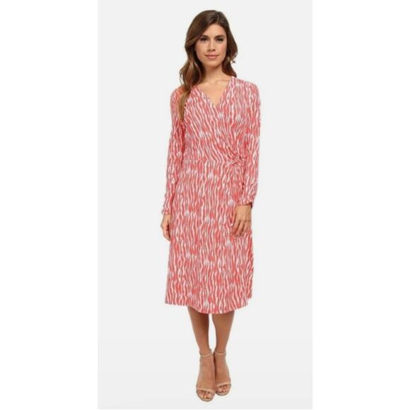 Pendleton Breezeway Faux Wrap Dress Jersey Sand Dollar Print Midi Modest XL - Picture 7 of 7